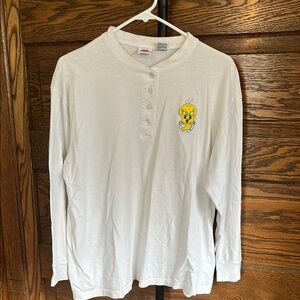 Looney Tunes Tweety Bird Henley size L vintage